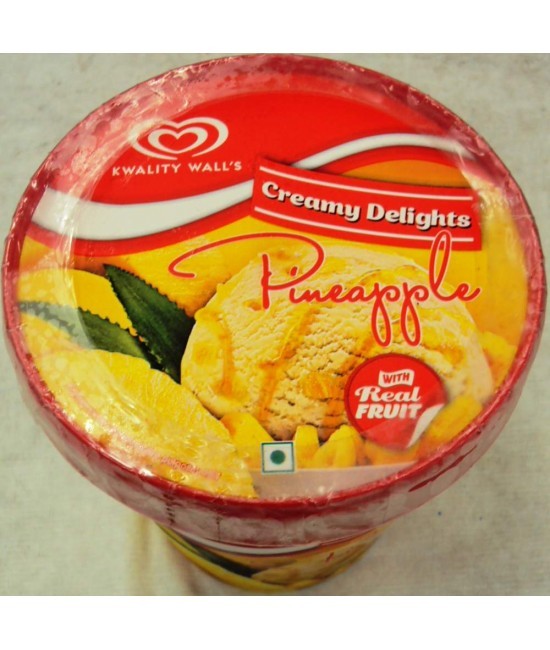 Kwality Walls Creamy Delights Ice Cream - Pineapple with Real Fruit
